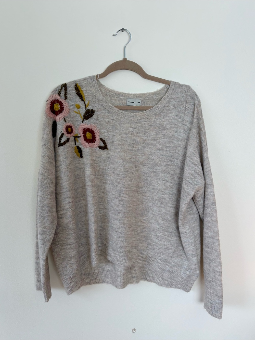 Silverflint Embroidered Floral Crewneck Sweater